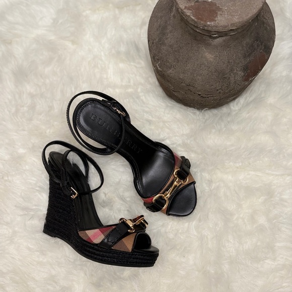 Burberry Nova Check Print wedge Sandals